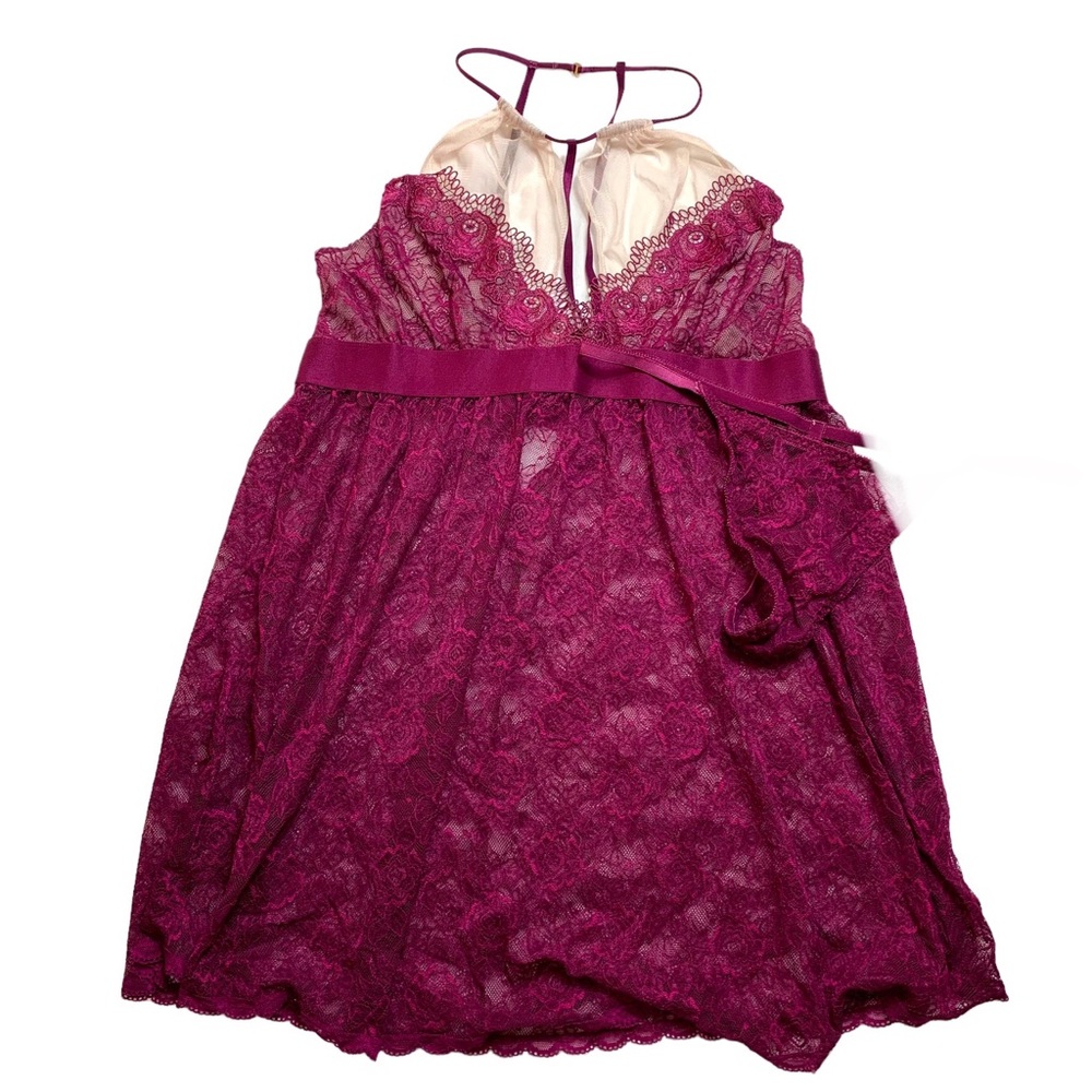 Cinema Etoile Burgundy Lace Babydoll Sz L